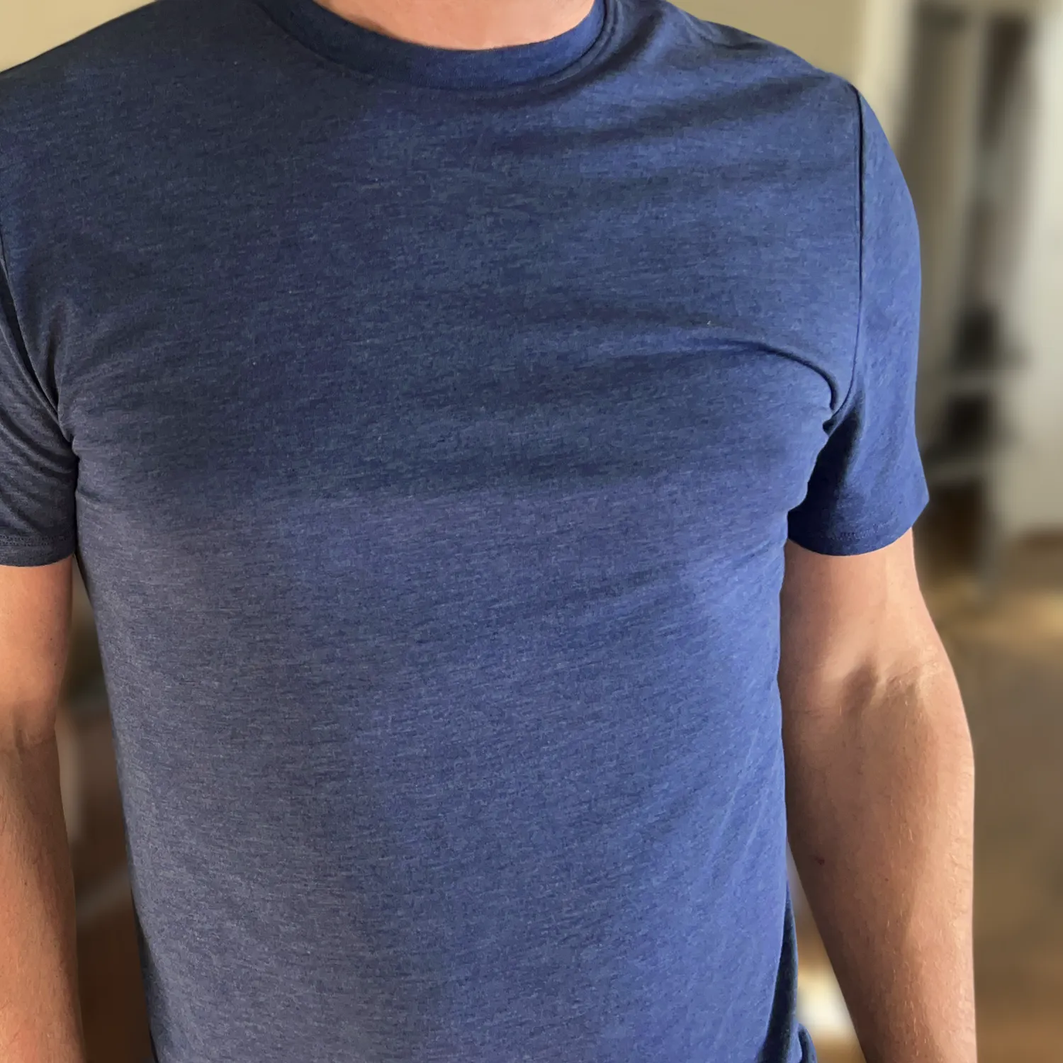 2UNDR All Day Crew Tee In Heathered Navy