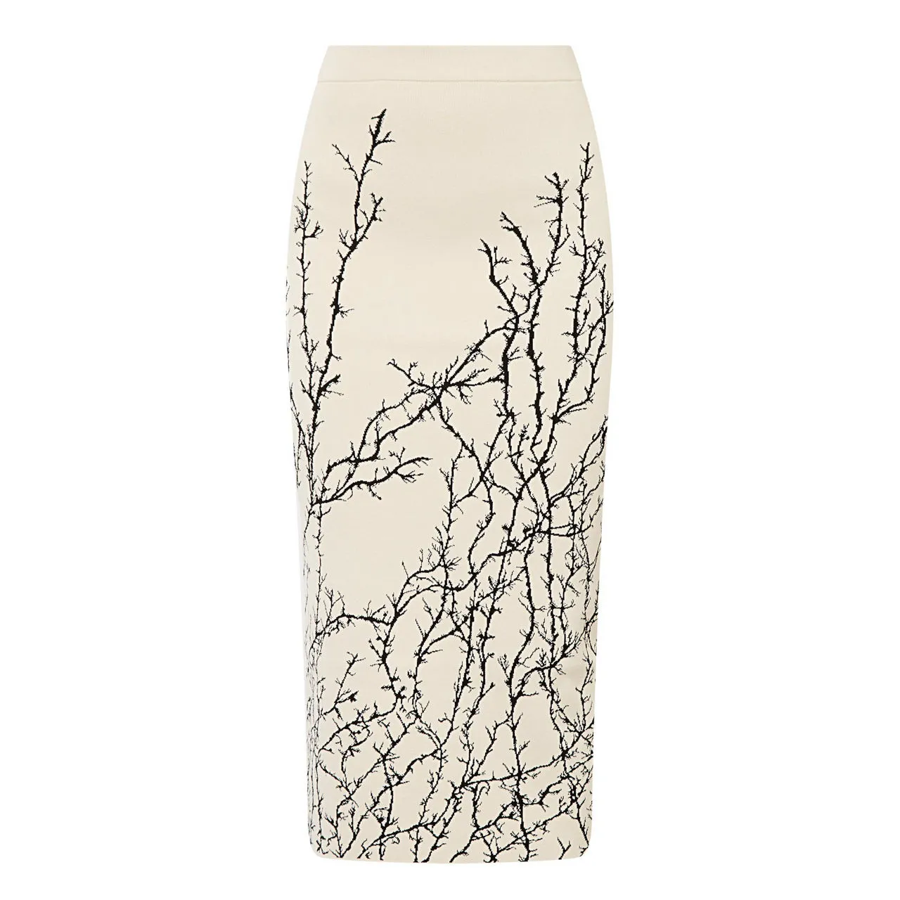 ALEXANDER MCQUEEN Thorn Branches Pencil Skirt - IvoryBlack