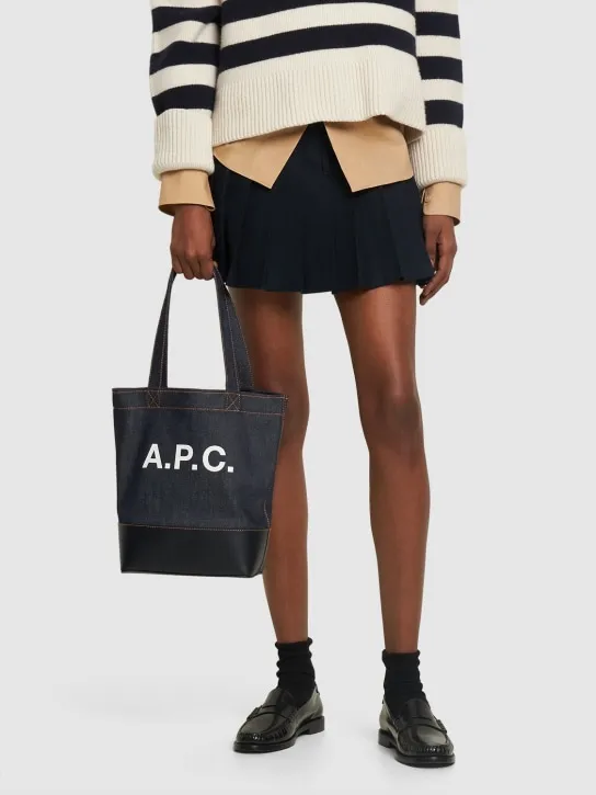 A.P.C.   Small Axel denim & leather tote bag 