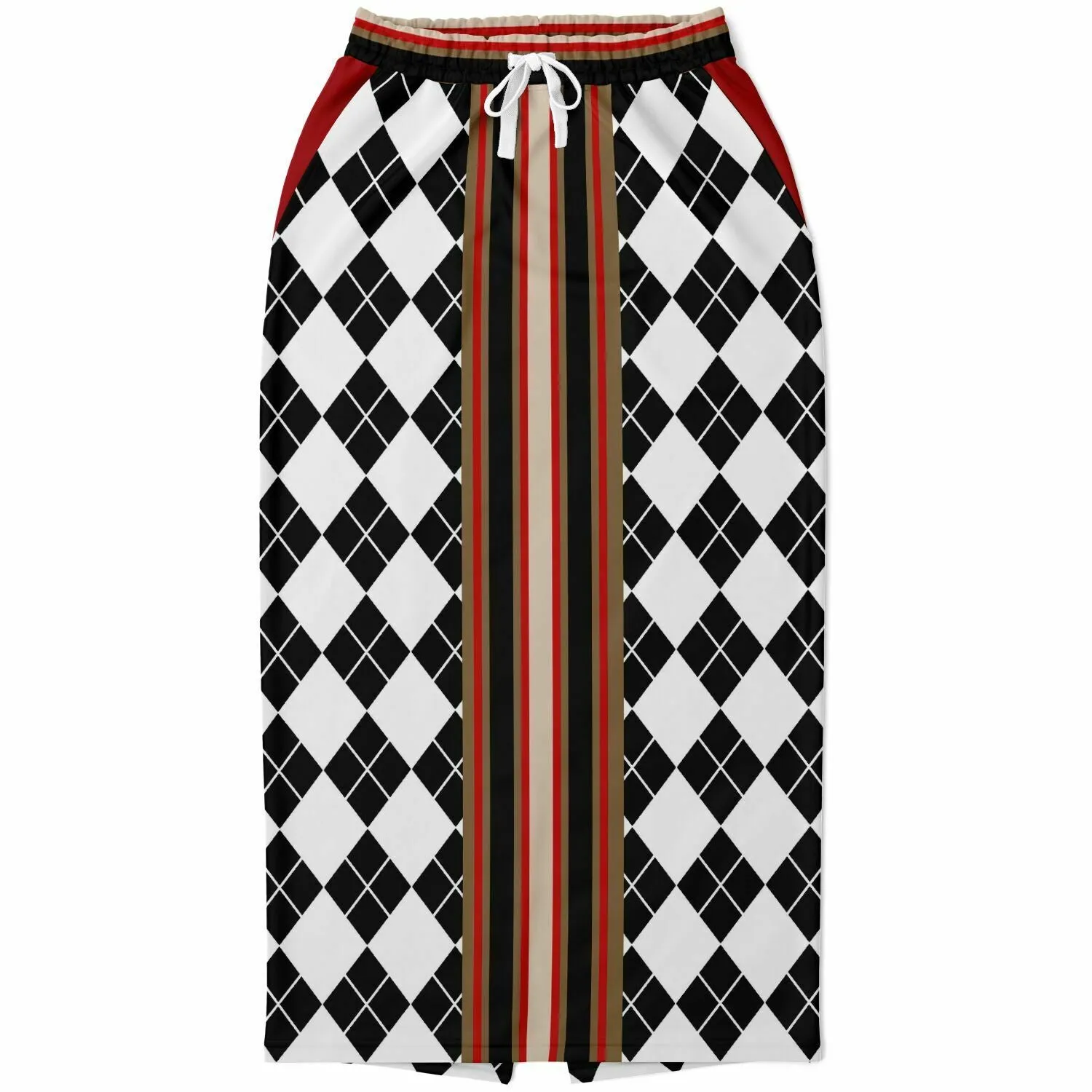 Argyle Me Eco-Poly Long Pocket Skirt - Black