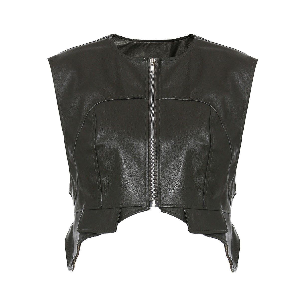 Ashore Boutiques Womens Shaped Leather Mini Vest