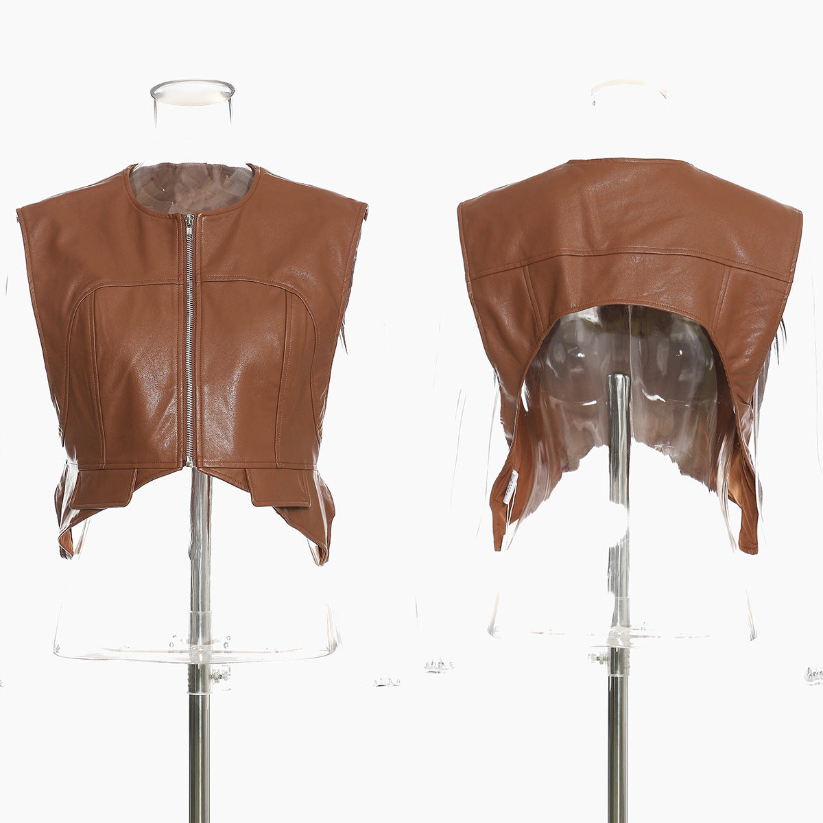 Ashore Boutiques Womens Shaped Leather Mini Vest