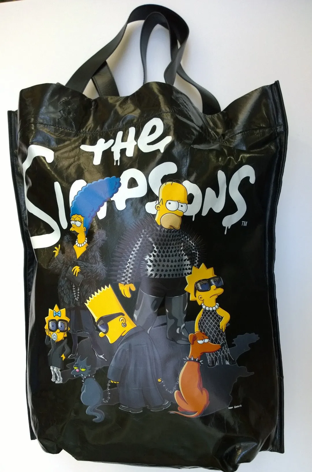 Balenciaga x Simpsons Black Leather Tote Bag Handbag