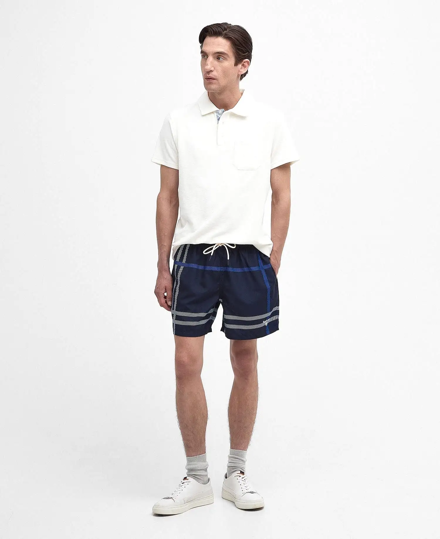 Barbour 'Twain' Overszed Tartan Print Swim Shorts