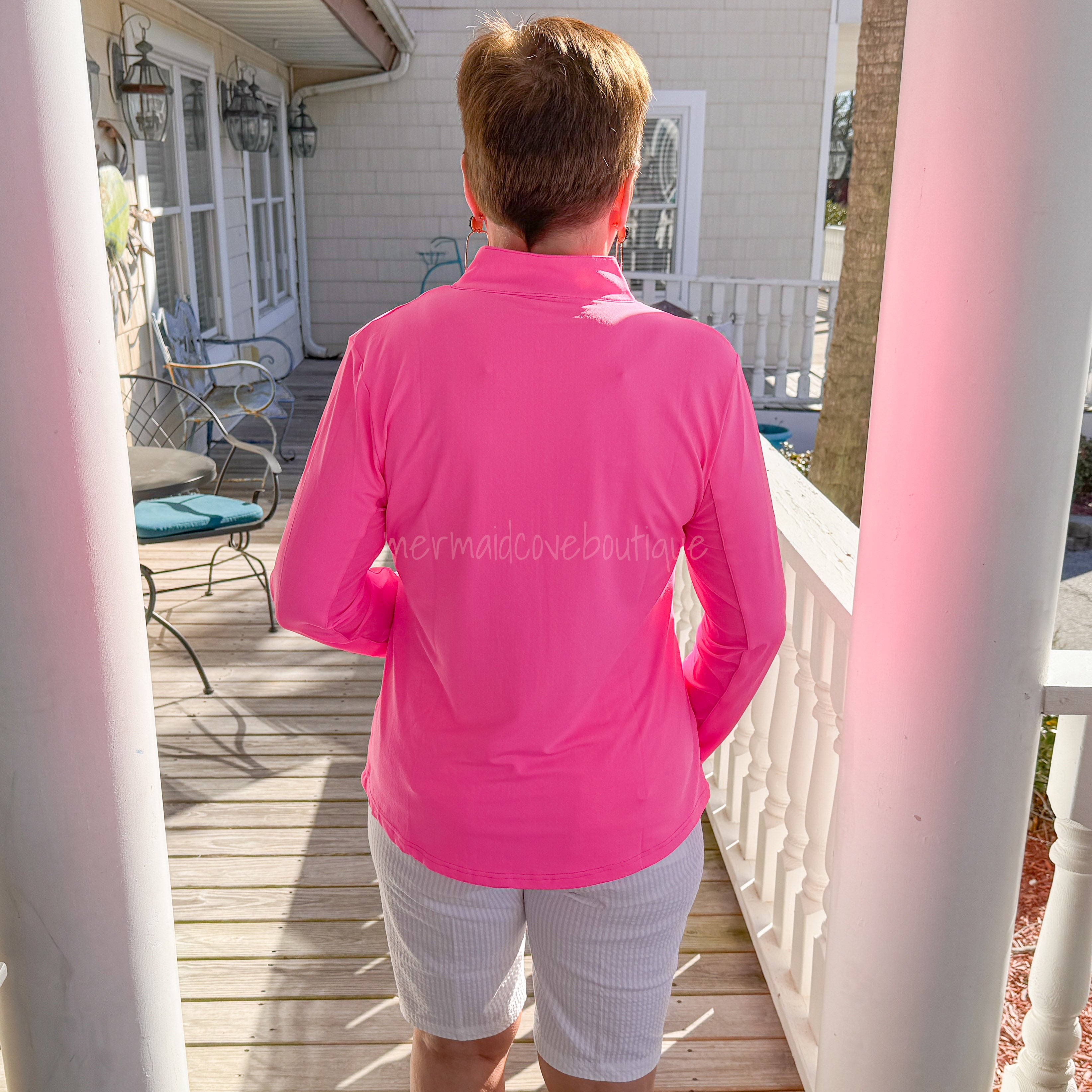 Beach Time High Neck Pullover in Paradise Pink