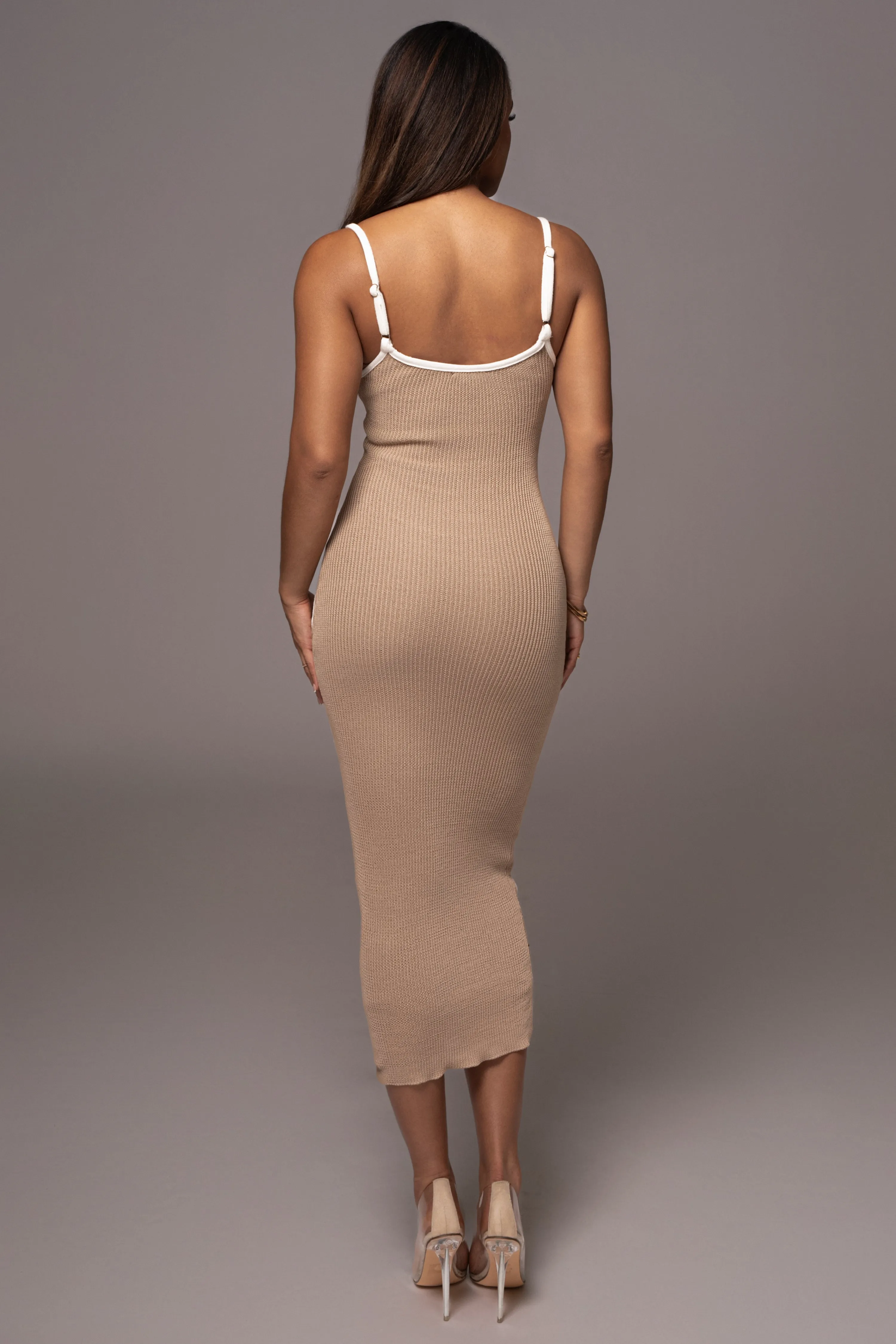 Beige Model Citizen Knit Midi Dress