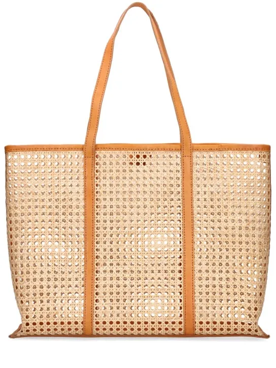 Bembien   Large Margot rattan & leather tote bag 