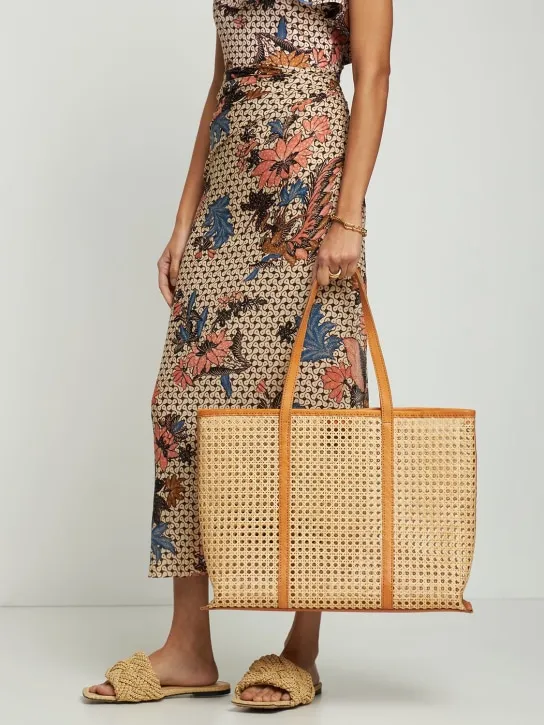 Bembien   Large Margot rattan & leather tote bag 