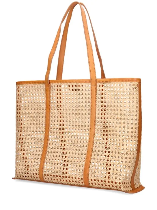 Bembien   Large Margot rattan & leather tote bag 