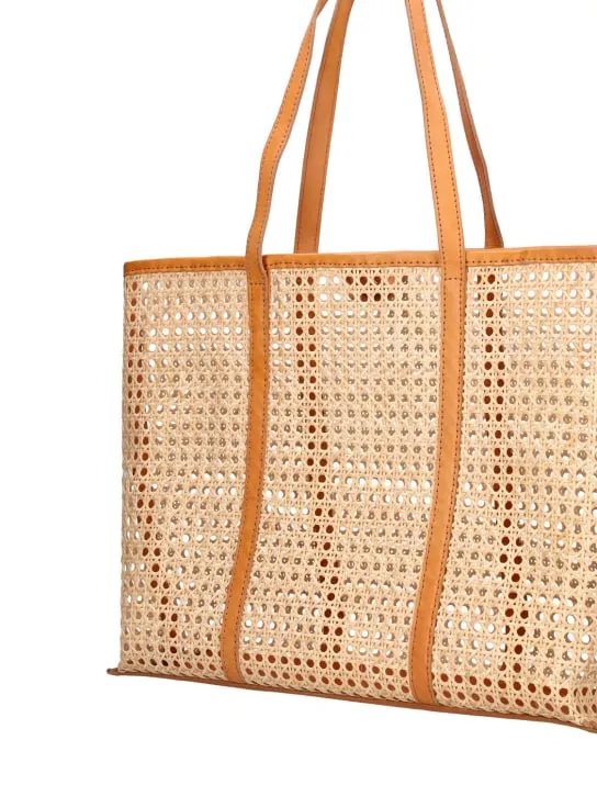 Bembien   Large Margot rattan & leather tote bag 