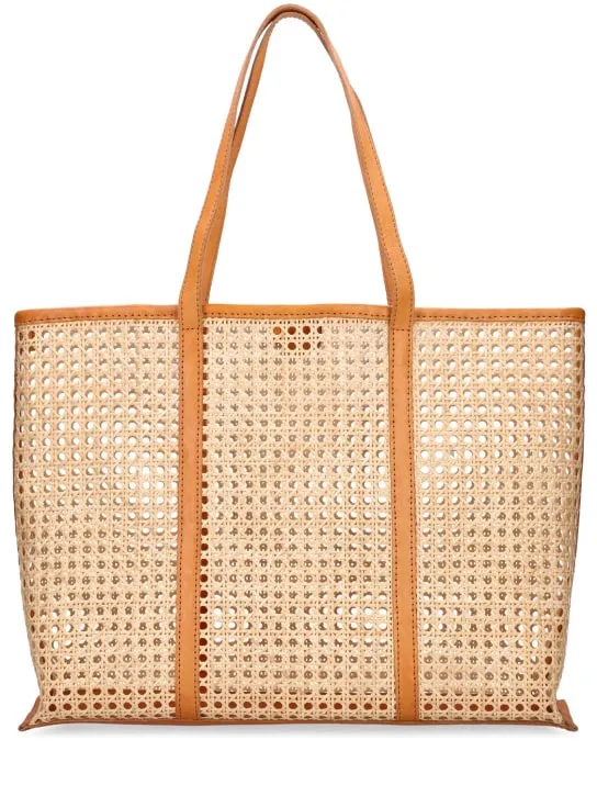 Bembien   Large Margot rattan & leather tote bag 