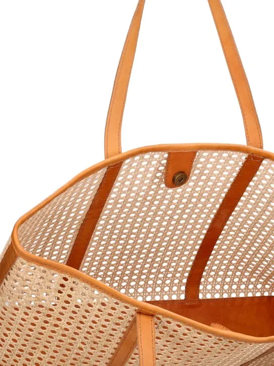 Bembien   Large Margot rattan & leather tote bag 