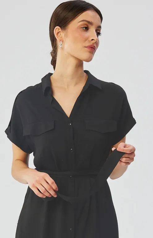 Black maxi shirt dress