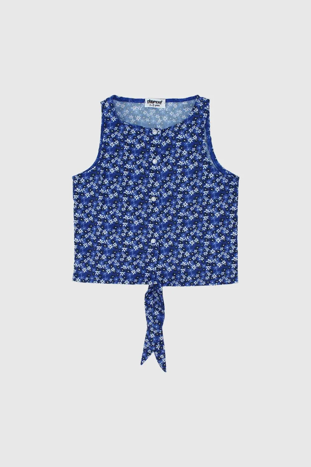 Blue Floral Sleeveless Blouse