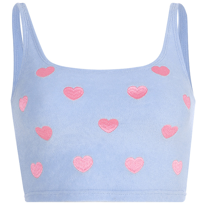 BLUE LOVE CROP TOP VEST BY22343