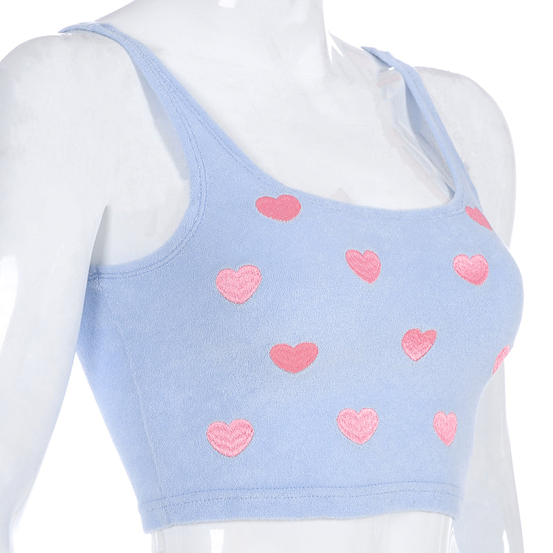 BLUE LOVE CROP TOP VEST BY22343