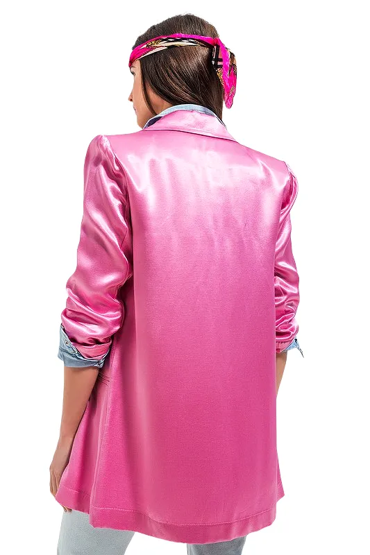 Boss Moves Pink Satin Blazer