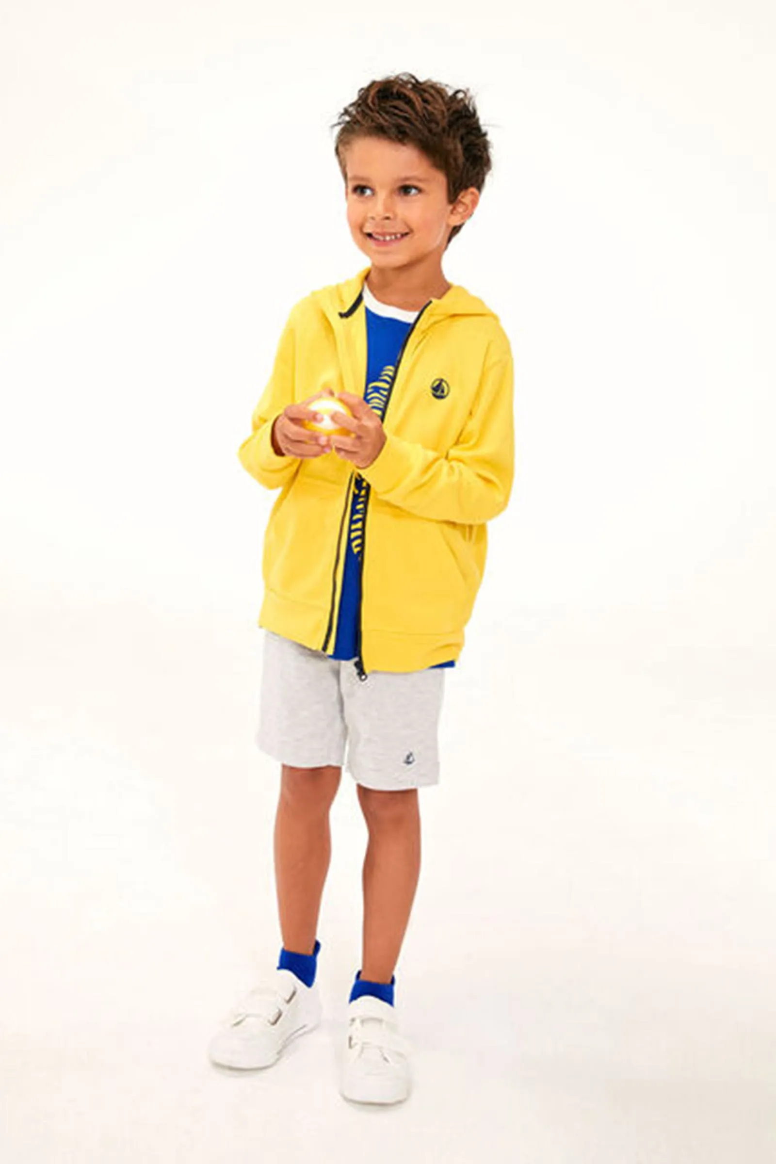 Boy's Yellow With Black Zipper Detail Hoodie Sweatshirt