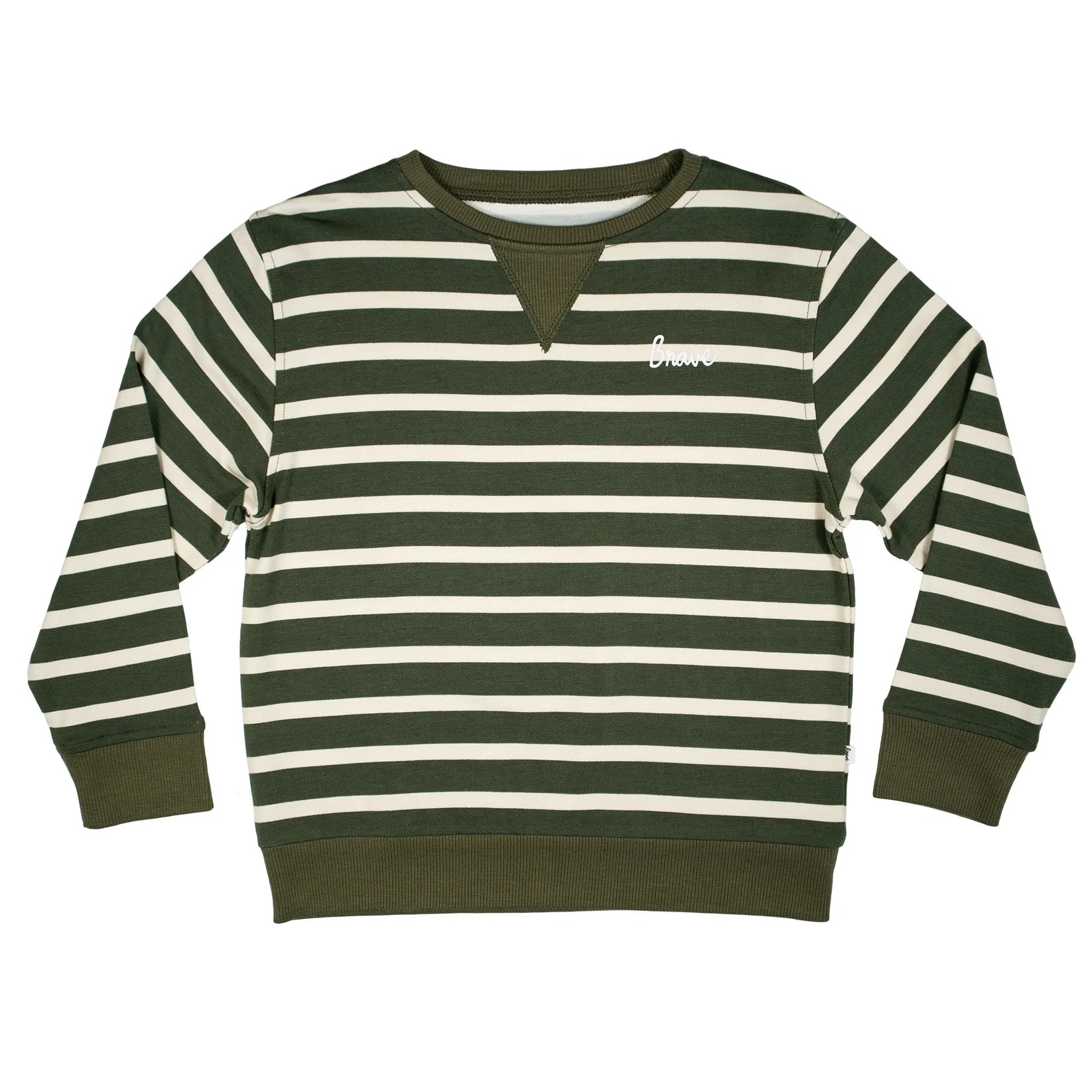 Brave Little Ones - Green Stripe with Brave French Terry Pullover