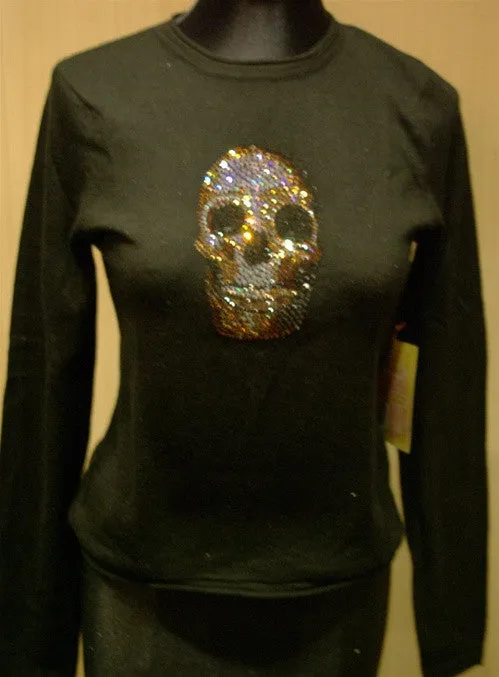 Cake Couture Skull Crystal Embellished Cashmere Sweater