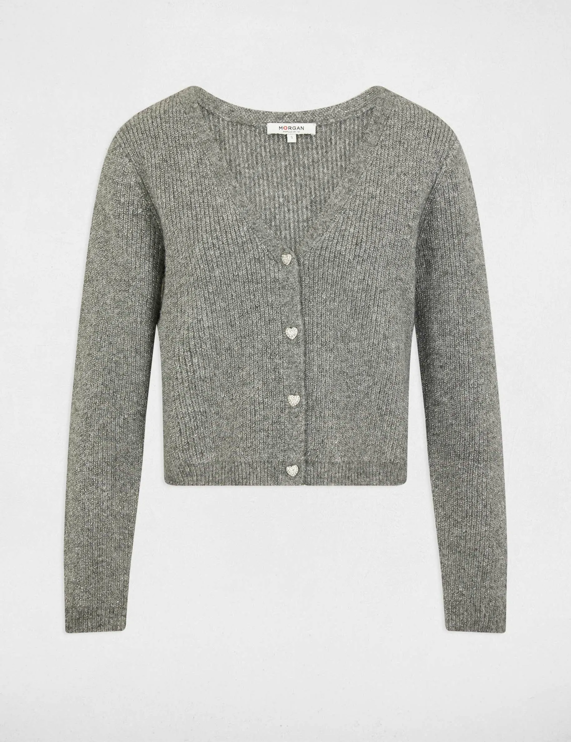 Cardigan with V-neck light grey women