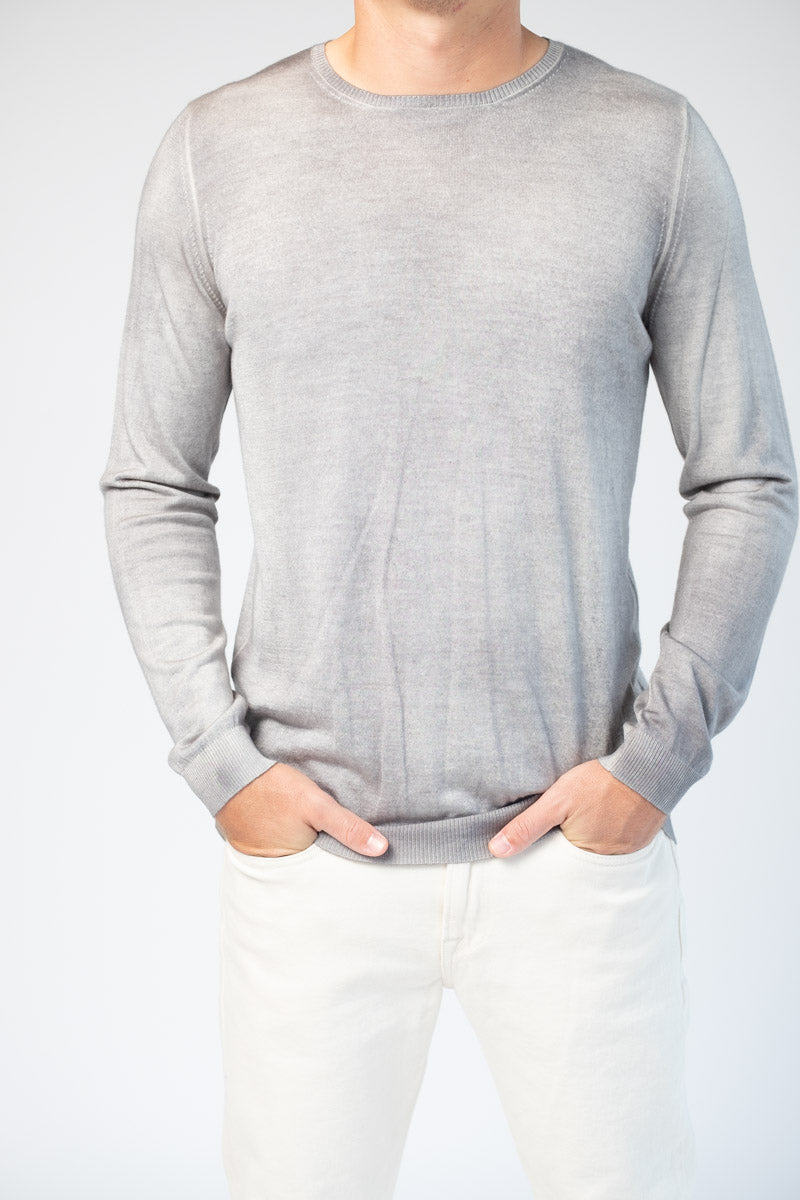 Cashmere Silk Knit Pullover in Ice