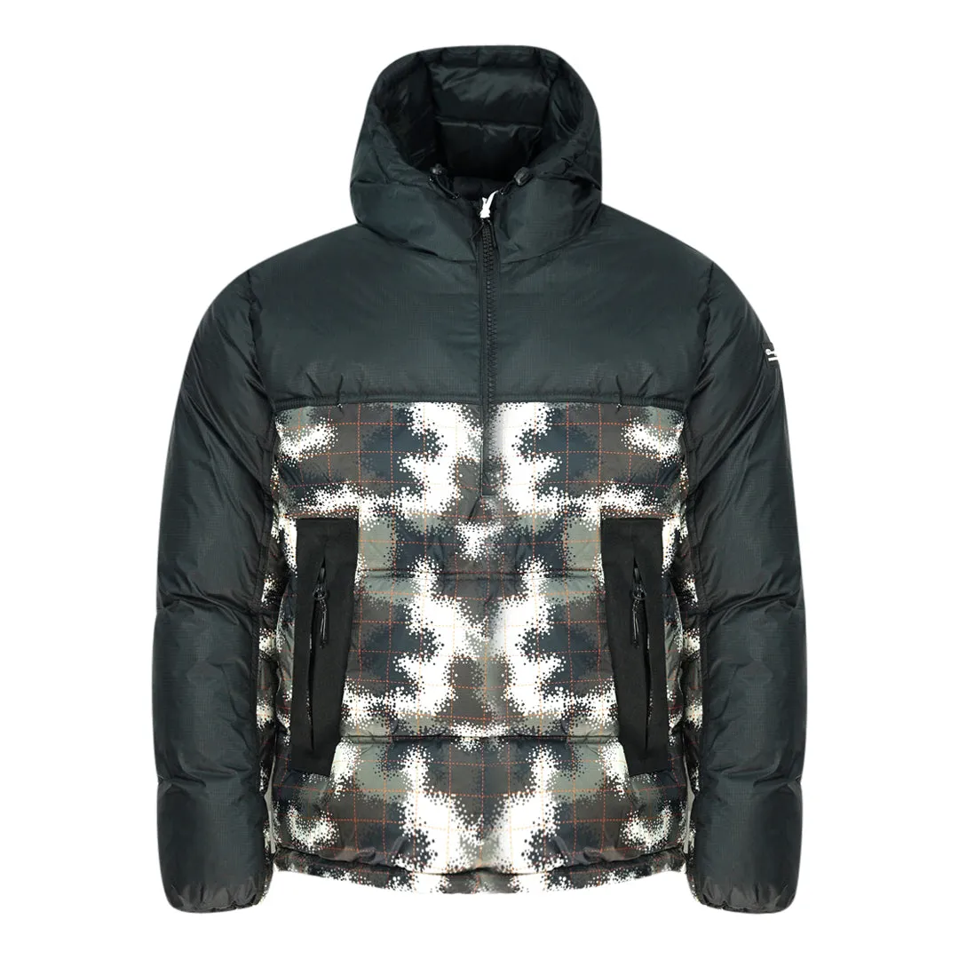 Champion Half Zip Black Camo Hooded Padded Jacket