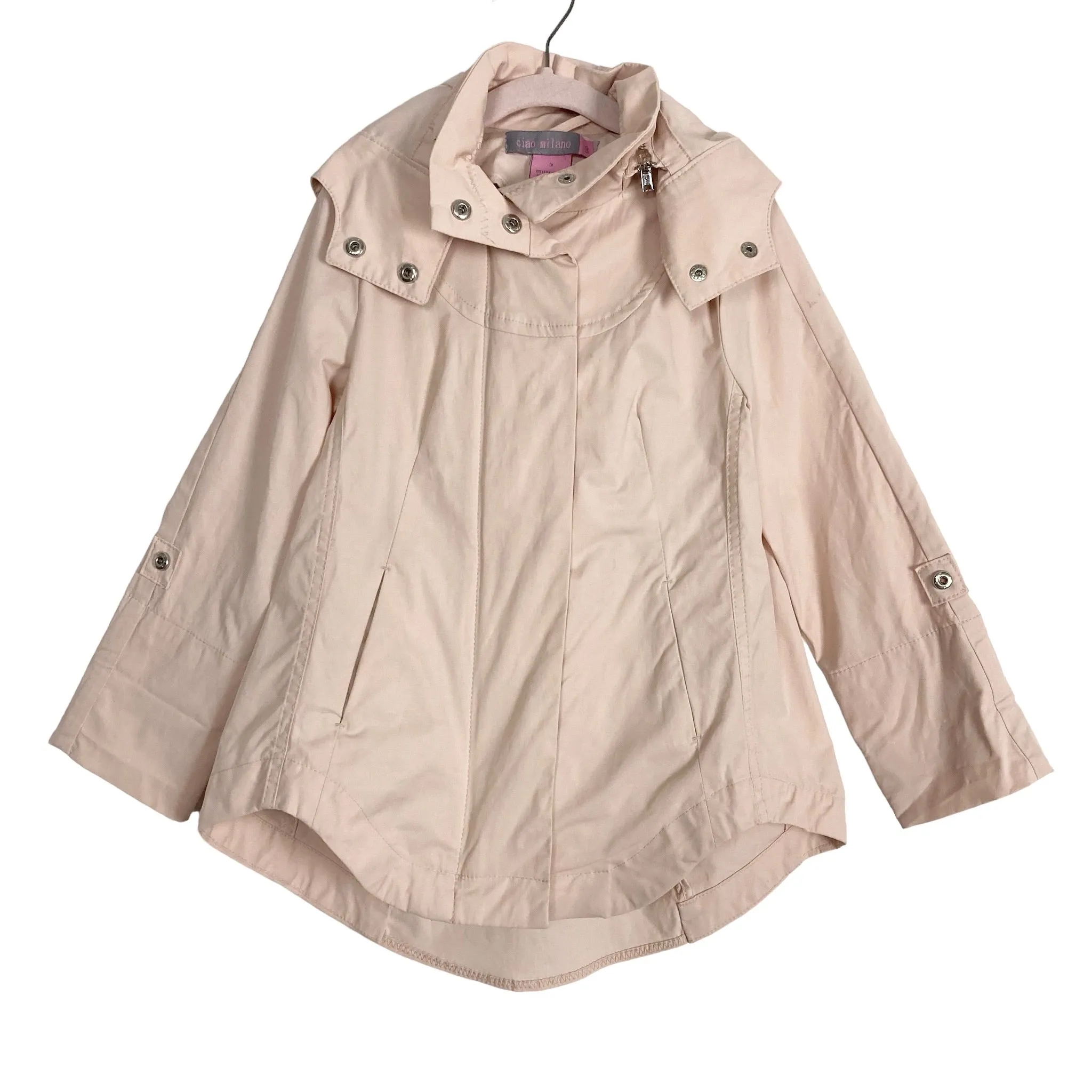 Ciao Milano Light Pink Roll Tab Sleeve Rain Jacket- Size 3 (see notes)