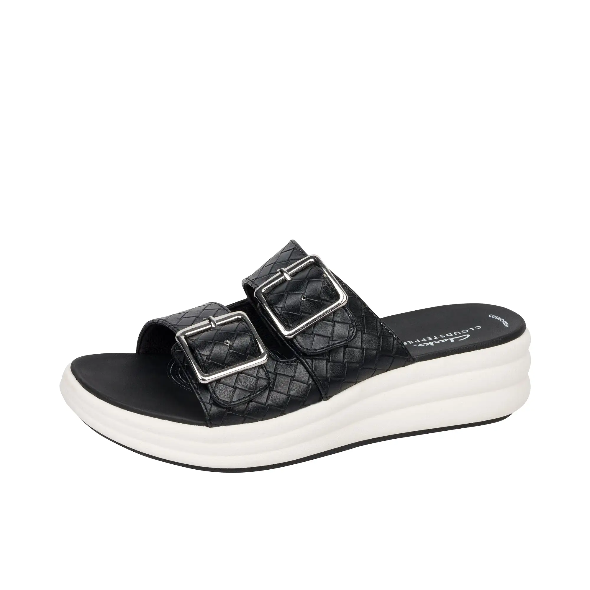 Clarks Womens Drift Buckle Black Woven