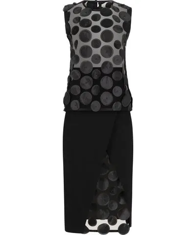 Clothes by Locker Room Black Appliqué-Detailed Mesh Top & Pencil Skirt Co-Ord Set