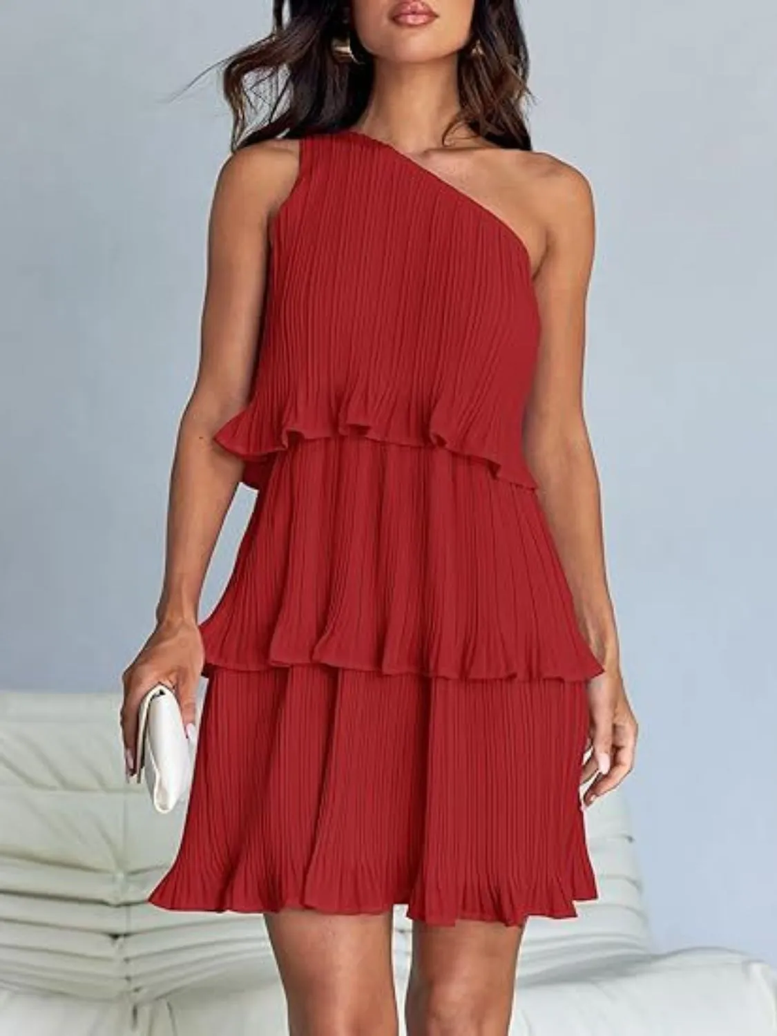 Corine Layered Single Shoulder Dress