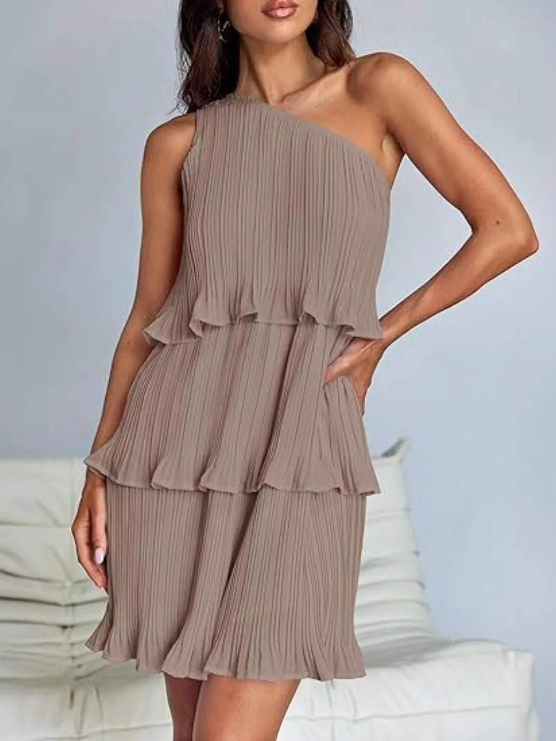 Corine Layered Single Shoulder Dress