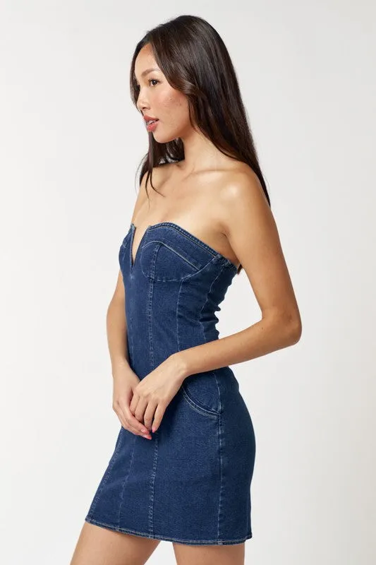 Corset Tube Denim Dress