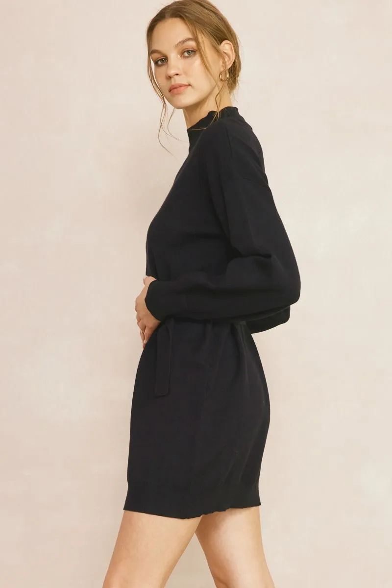 Cozy Dreams Black Knit Dress