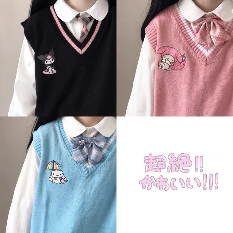 CUTE “KUROMI & MELODY” JK KNIT VEST BY90116