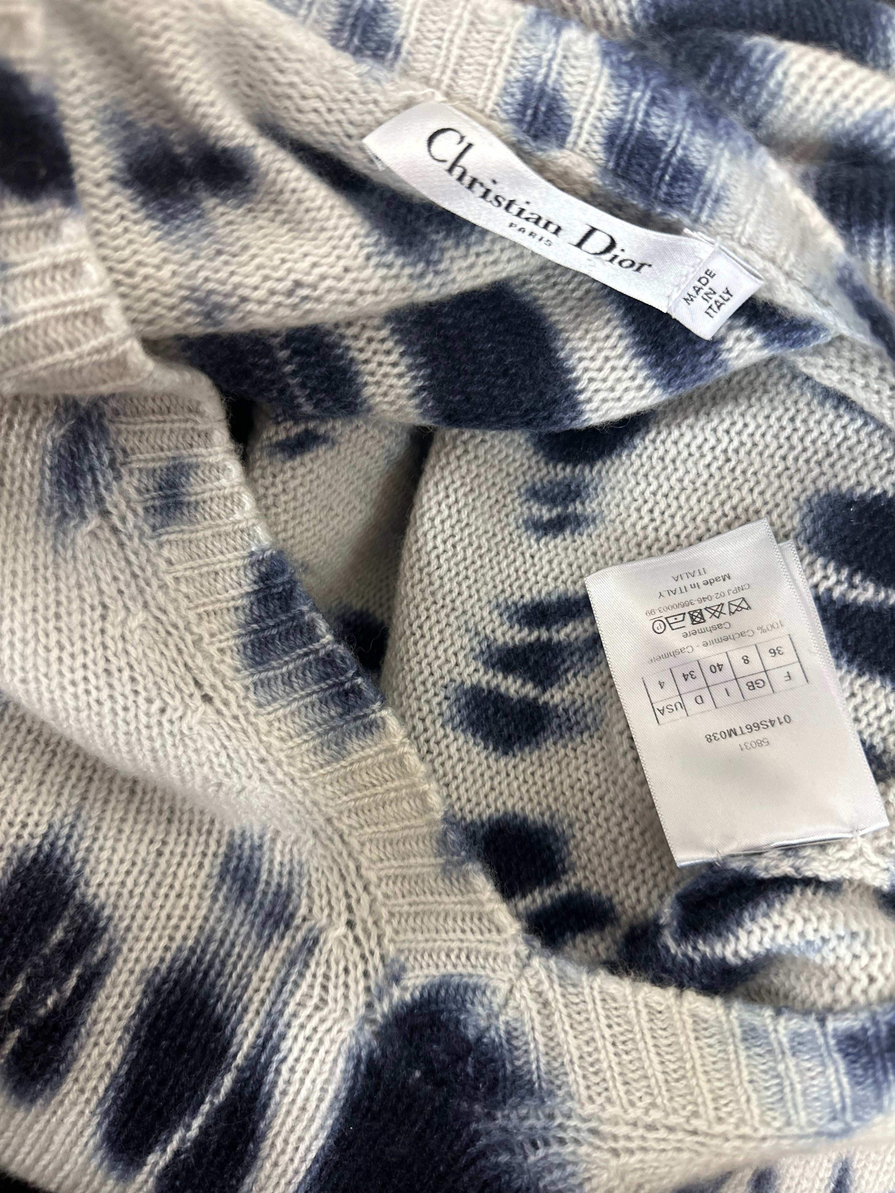 DIOR - Pullover tie & dye blue 100% cachemire size 36 FR