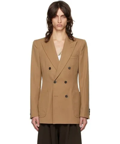 Dries Van Noten Tan Tight-Fit Blazer