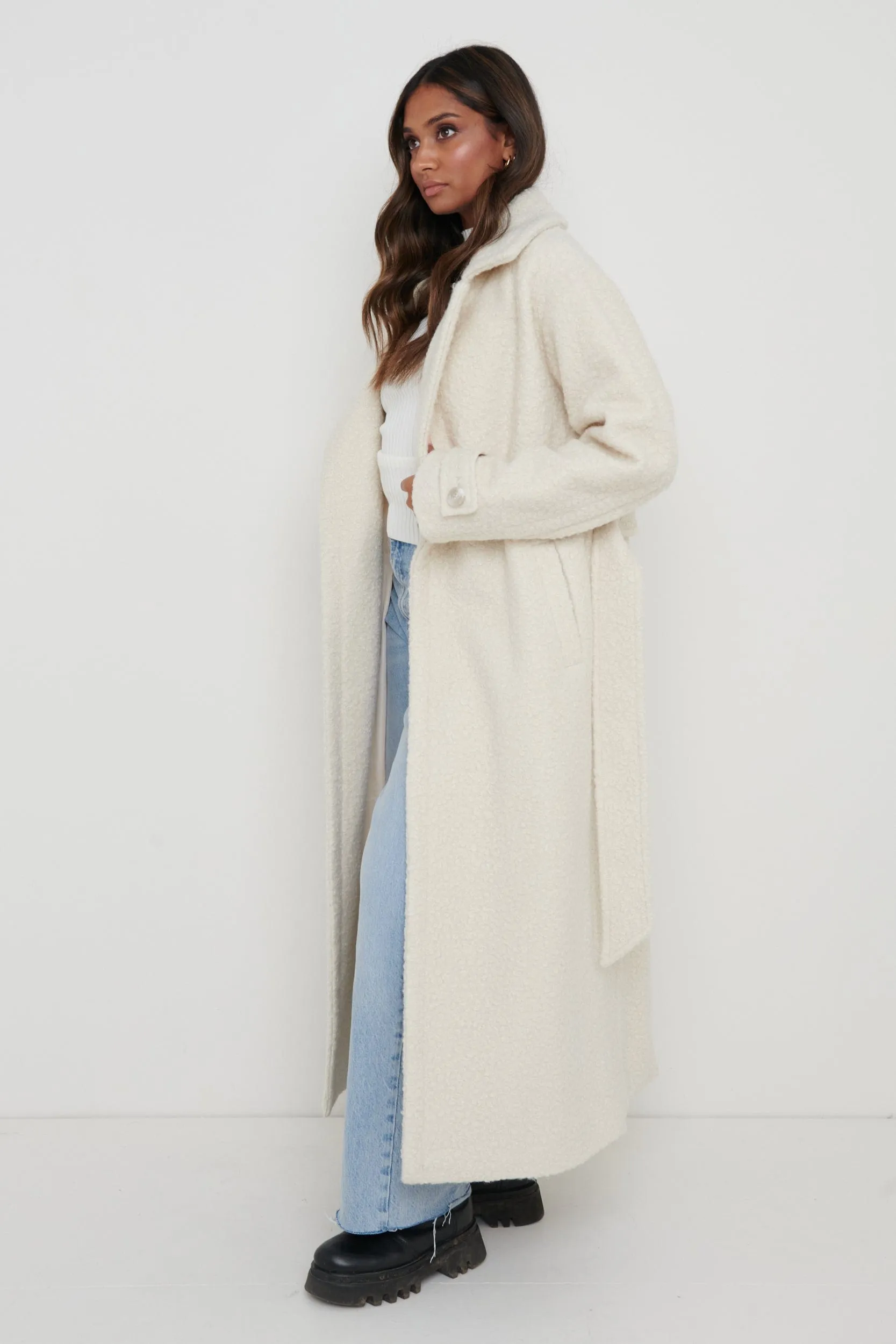 Grayson Boucle Oversized Coat - Cream