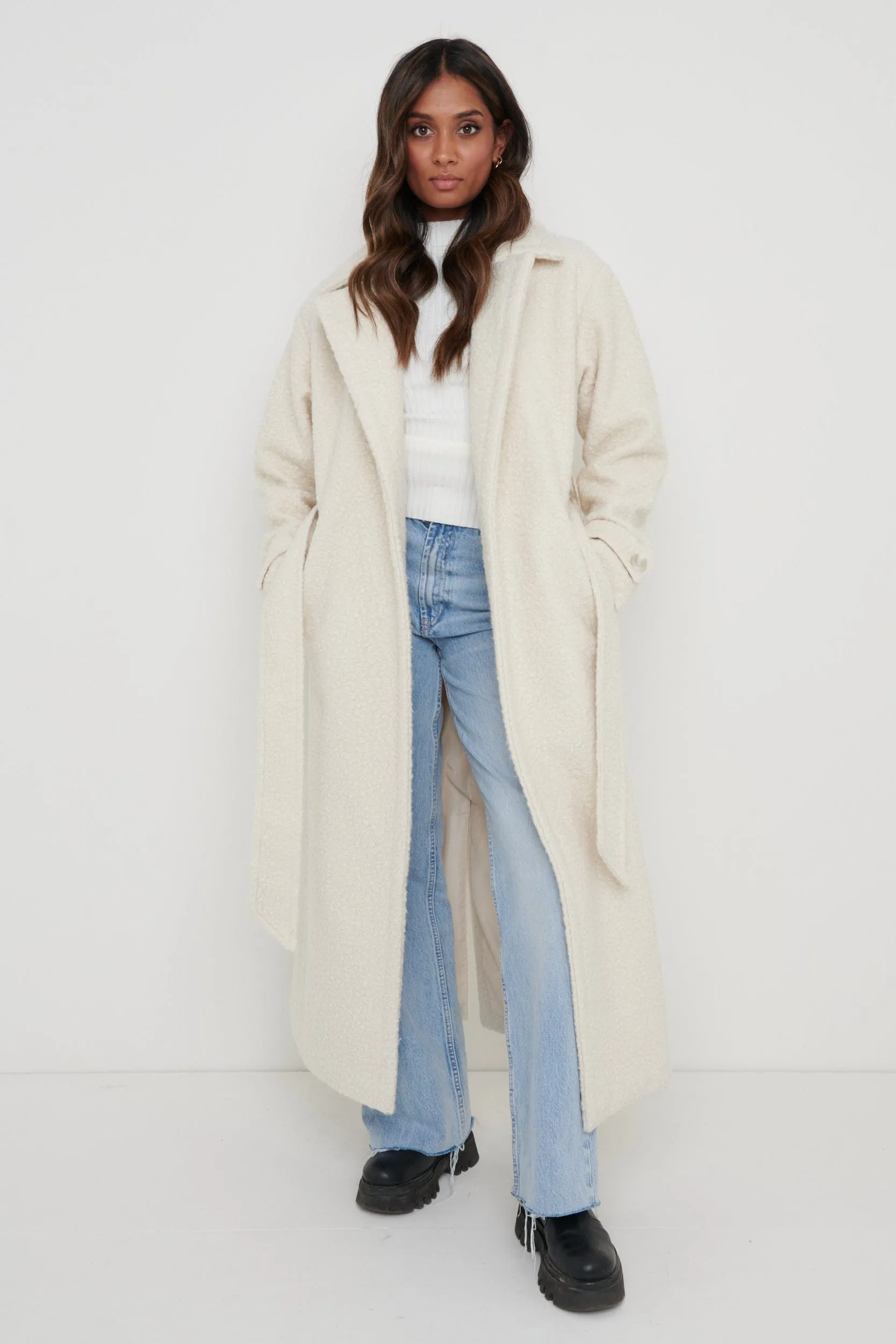 Grayson Boucle Oversized Coat - Cream