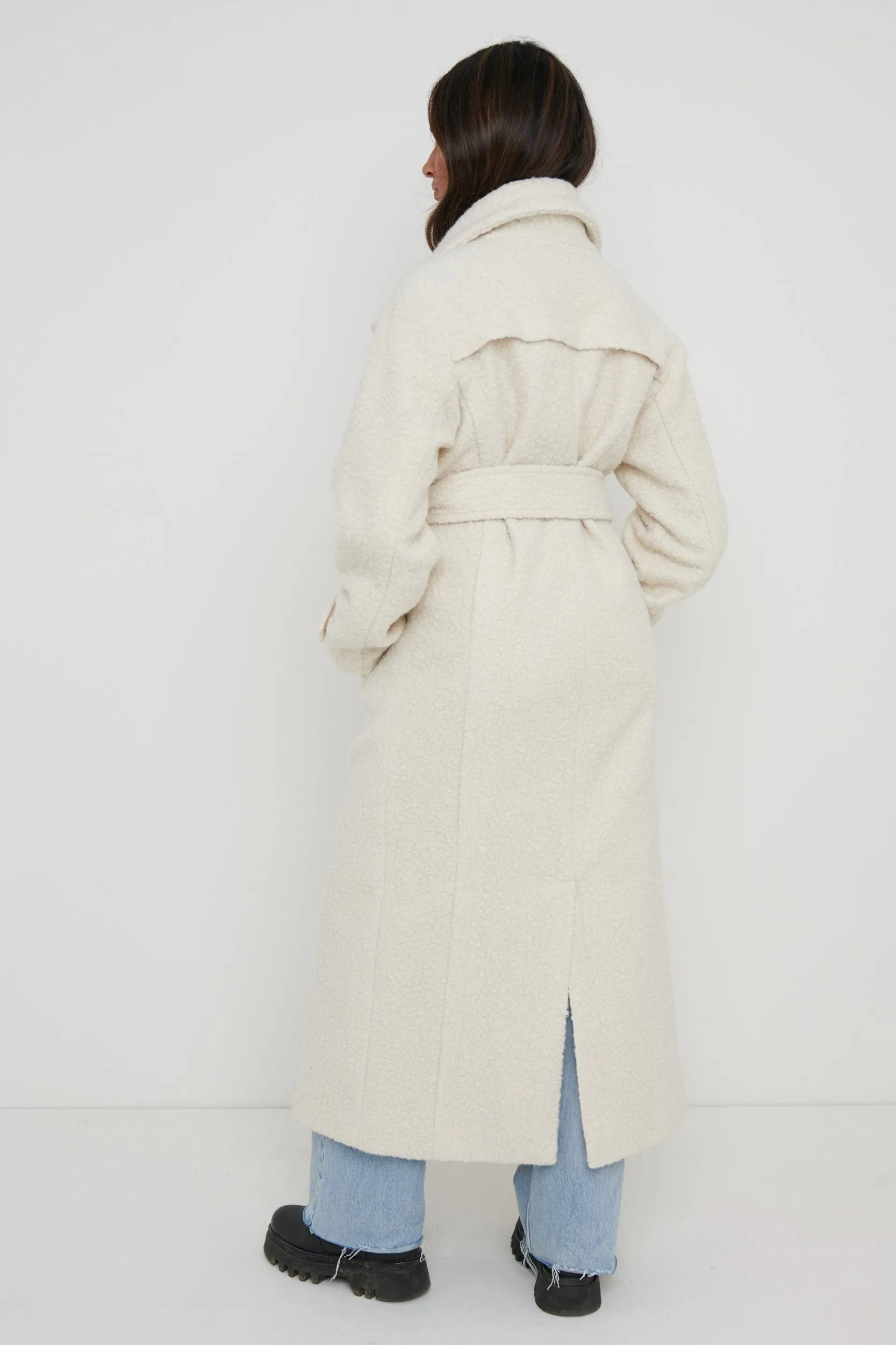 Grayson Boucle Oversized Coat - Cream