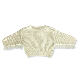 Grown - Slub Yarn Fringe Pull Over - Milk