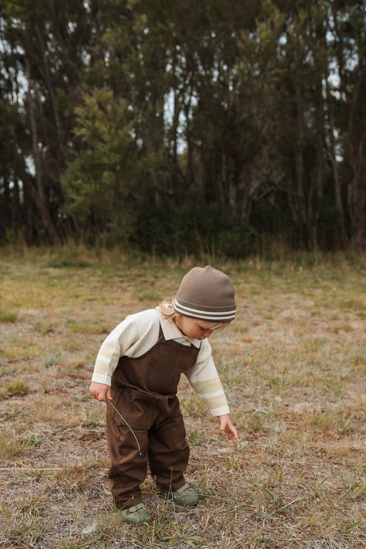 Grown - Striped Collar Pull Over - Milk/Pistachio