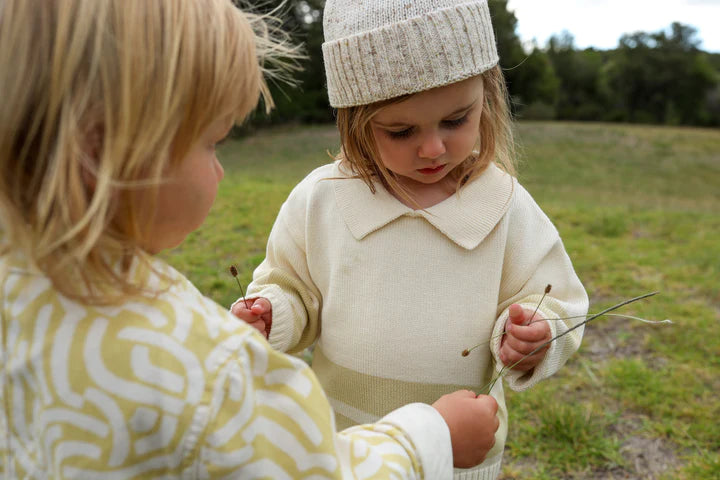 Grown - Striped Collar Pull Over - Milk/Pistachio