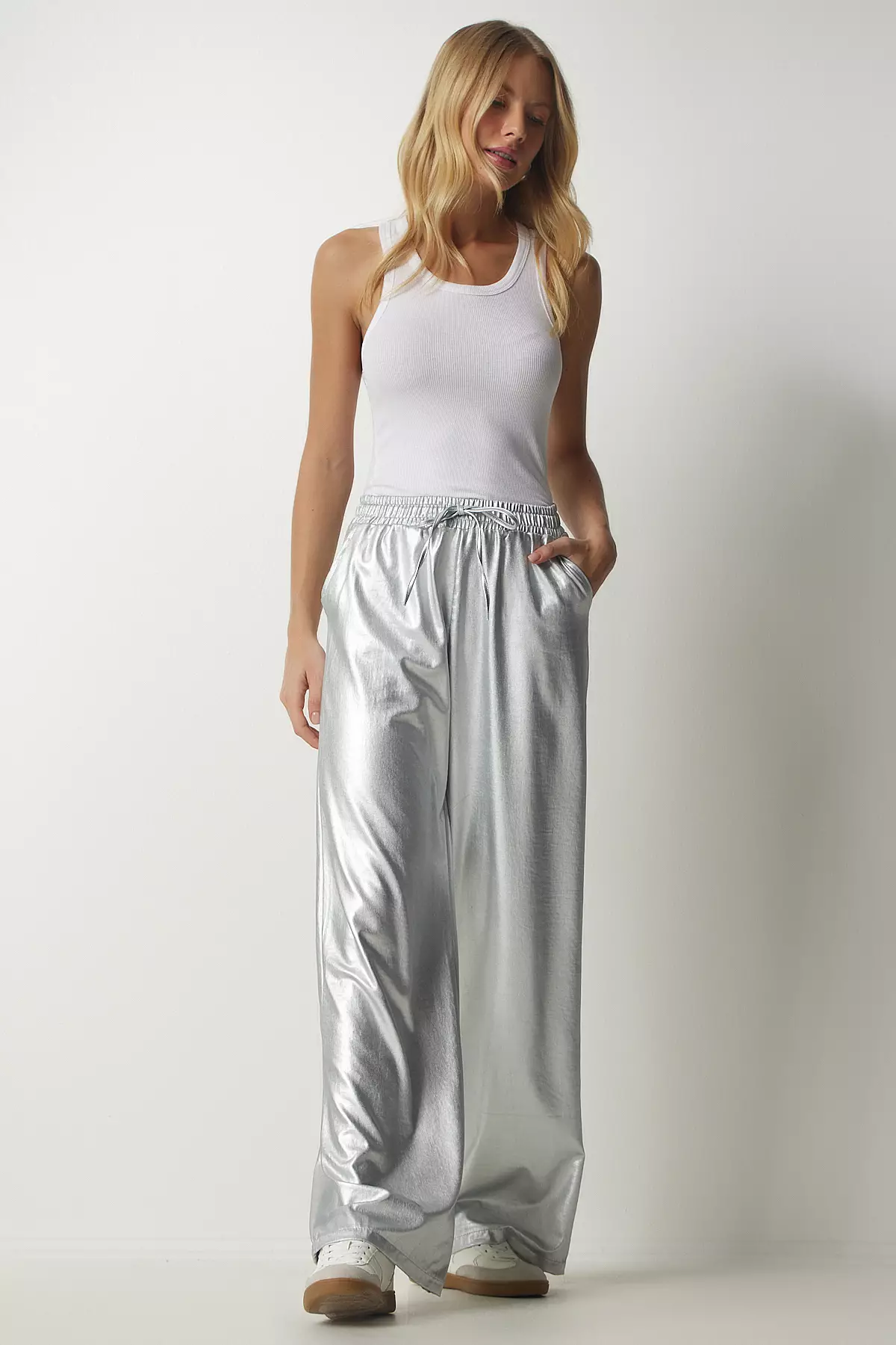 Happiness Istanbul Metallic Palazzo Pants