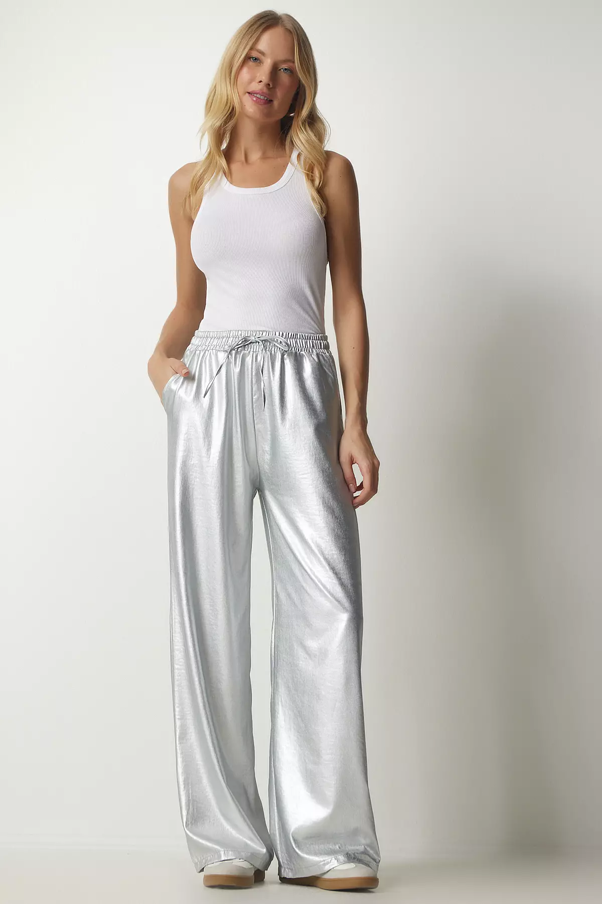 Happiness Istanbul Metallic Palazzo Pants