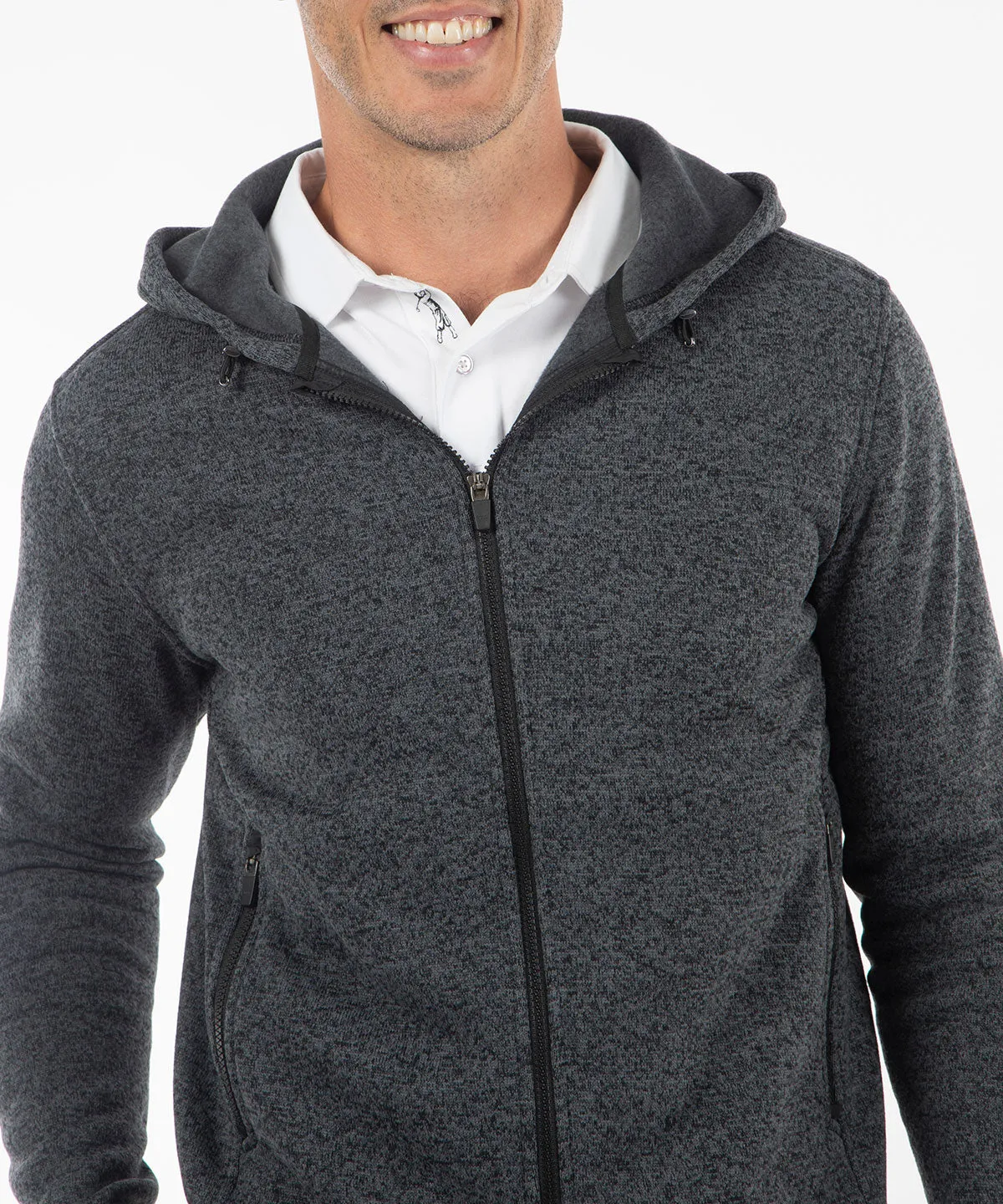 Heathered Full Zip Performance Fleece Hoody Jacket