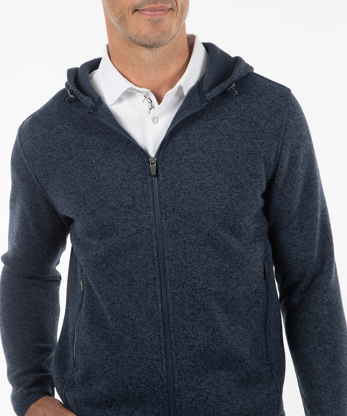 Heathered Full Zip Performance Fleece Hoody Jacket