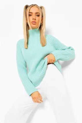 High Neck Chunky Rib Sweater