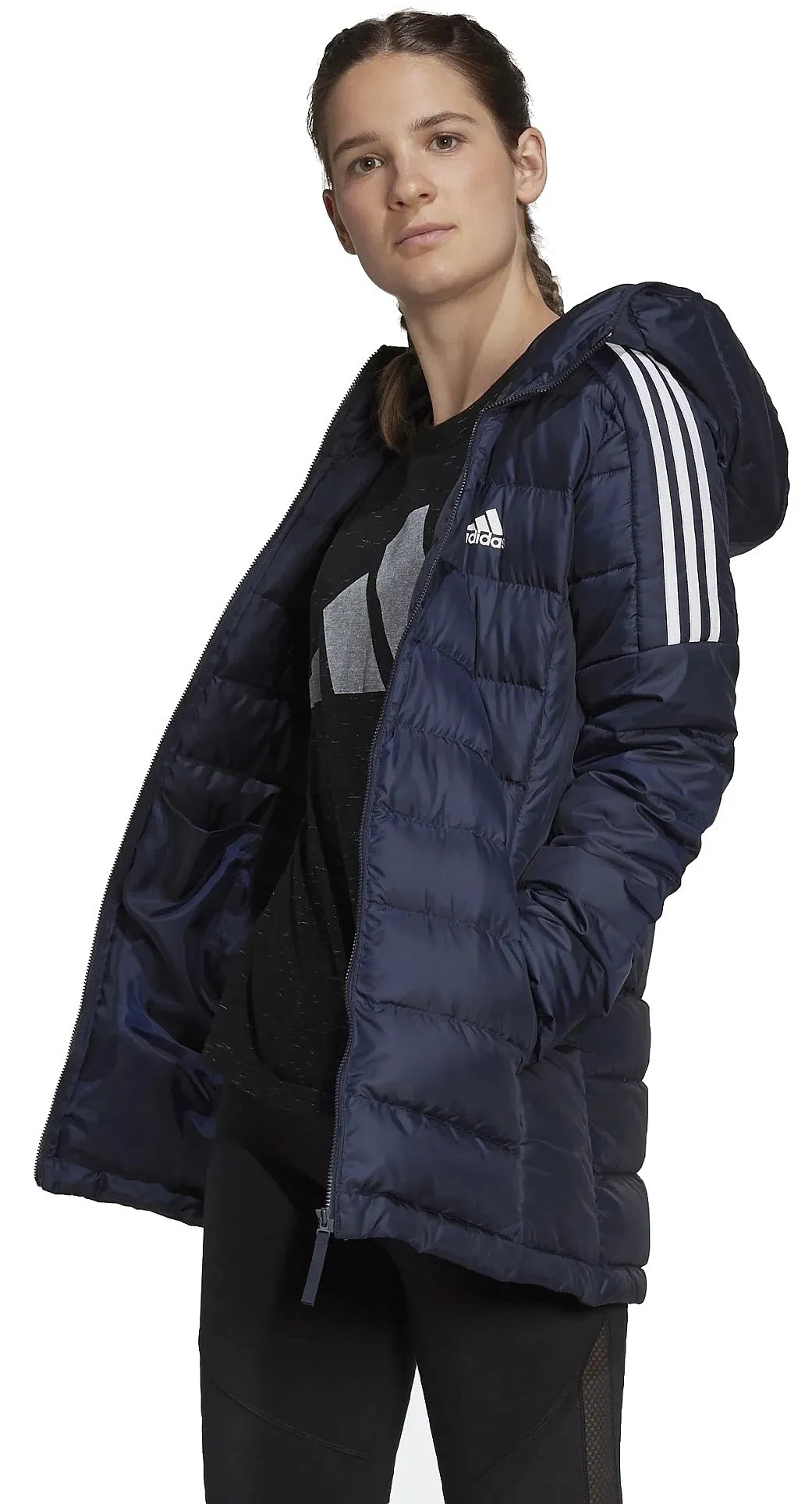 jacket adidas Performance Essential Down Hooded - Legend Ink - women´s