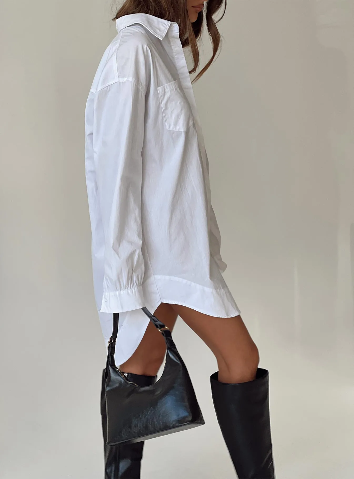 Koumi Mini Shirt Dress White